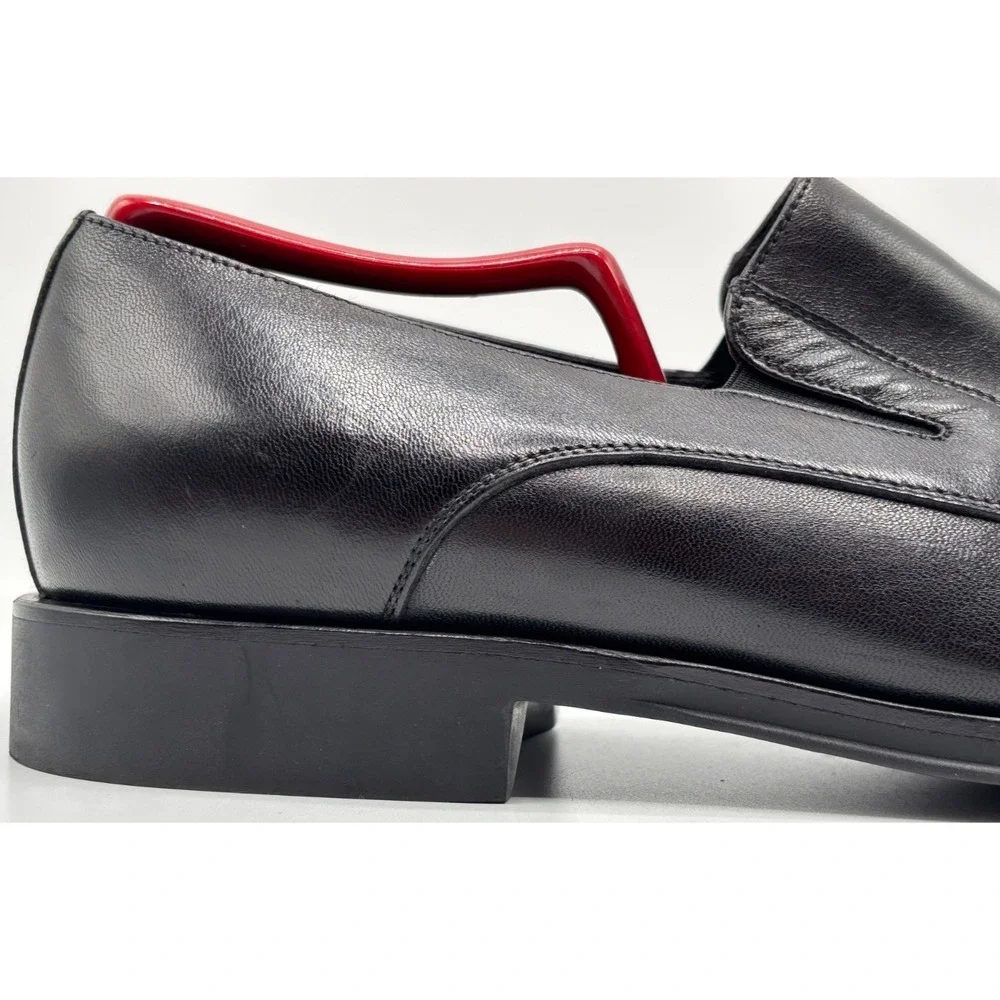 Monte Rosso Loafers Dress Shoes Mens Size 10 Black Leather Slip On Made in Italy